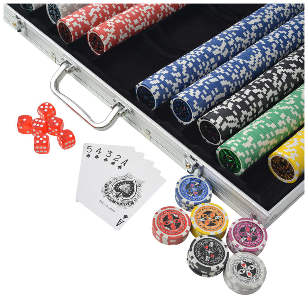 Poker Set with 1000 Laser Chips Aluminium