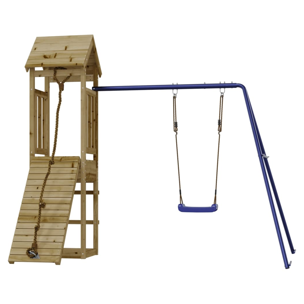 Playhouse with Climbing Wall Swing Impregnated Wood Pine