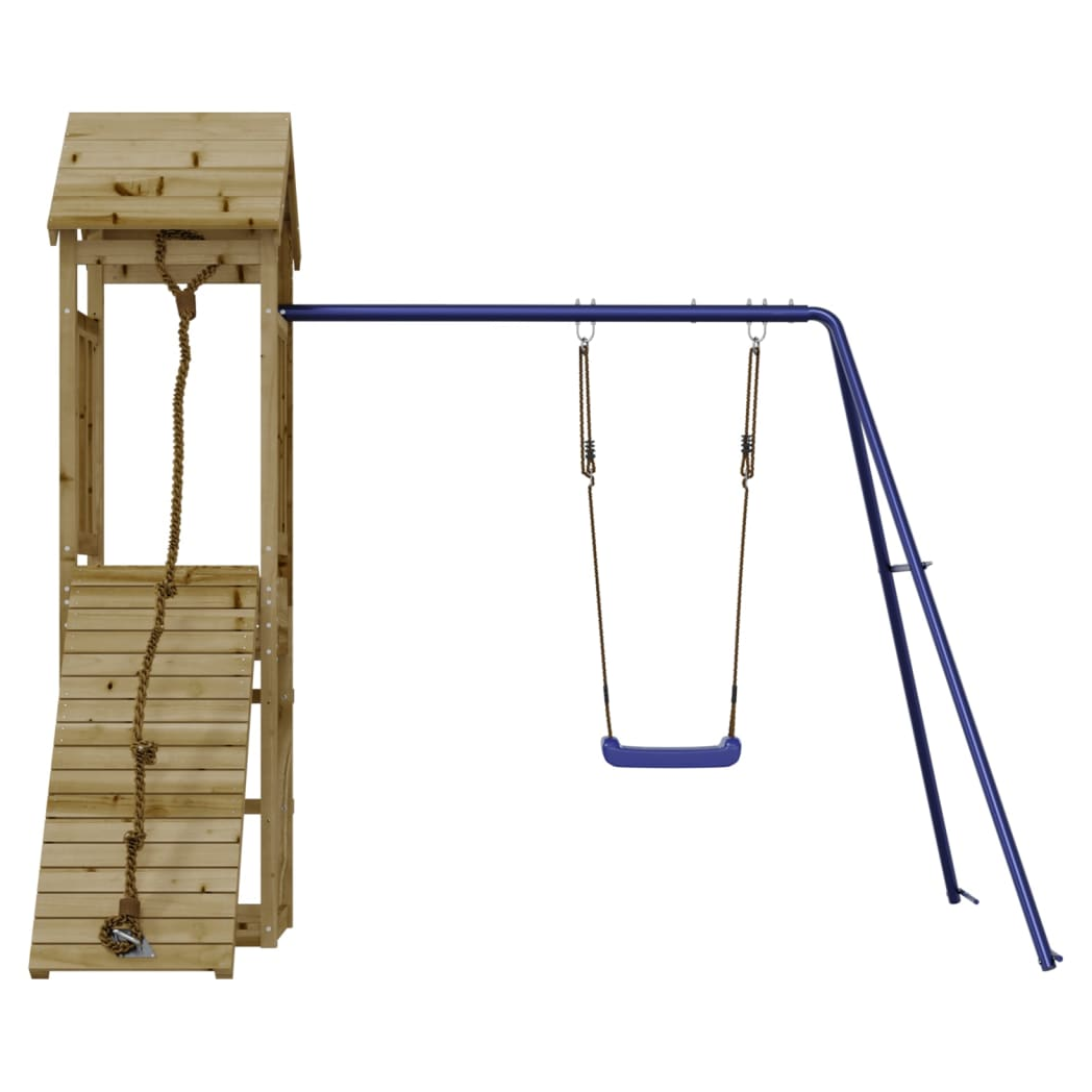 Playhouse with Climbing Wall Swing Impregnated Wood Pine