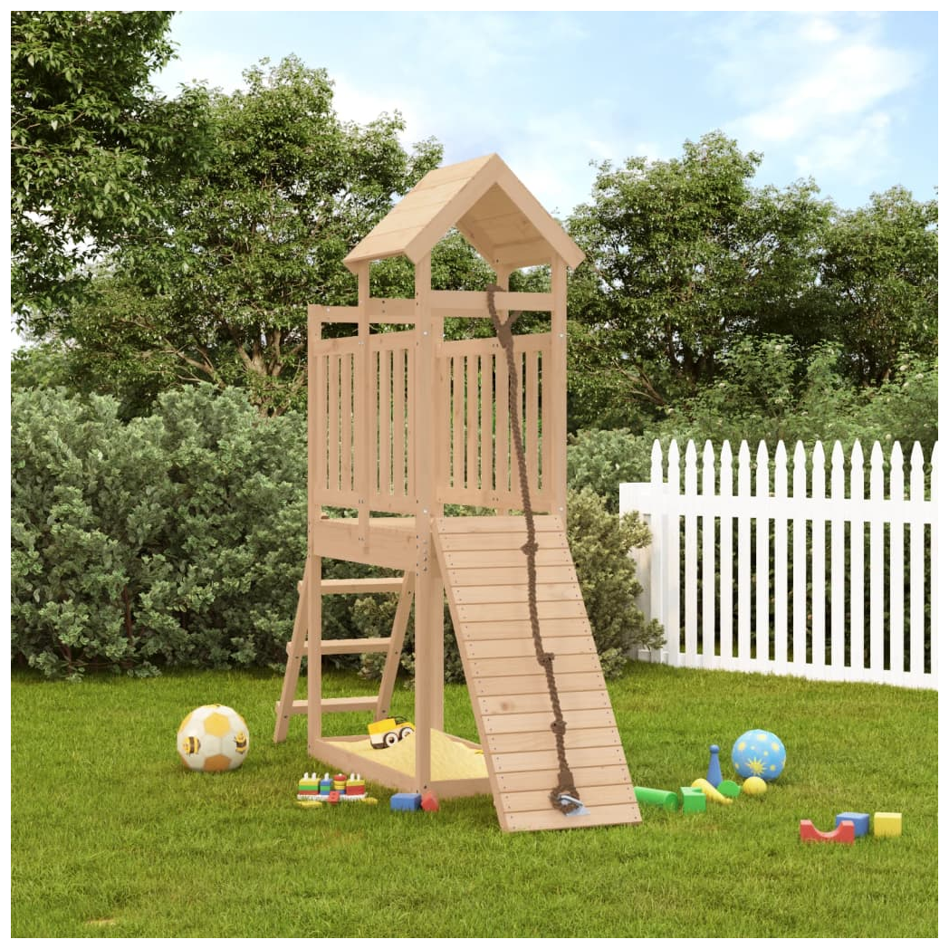 Playhouse with Climbing Wall Solid Wood Pine