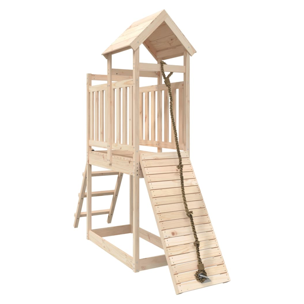 Playhouse with Climbing Wall Solid Wood Pine