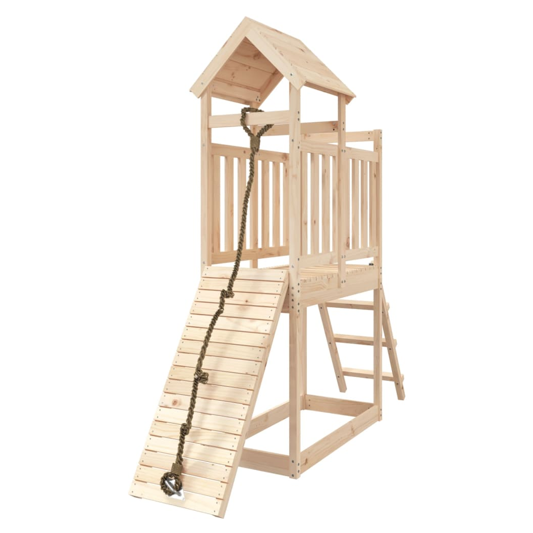 Playhouse with Climbing Wall Solid Wood Pine