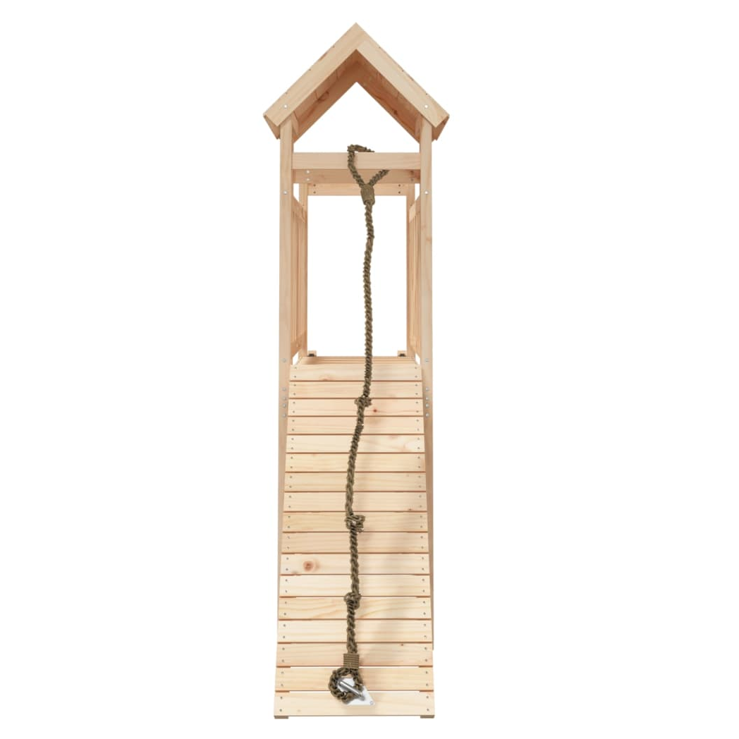 Playhouse with Climbing Wall Solid Wood Pine