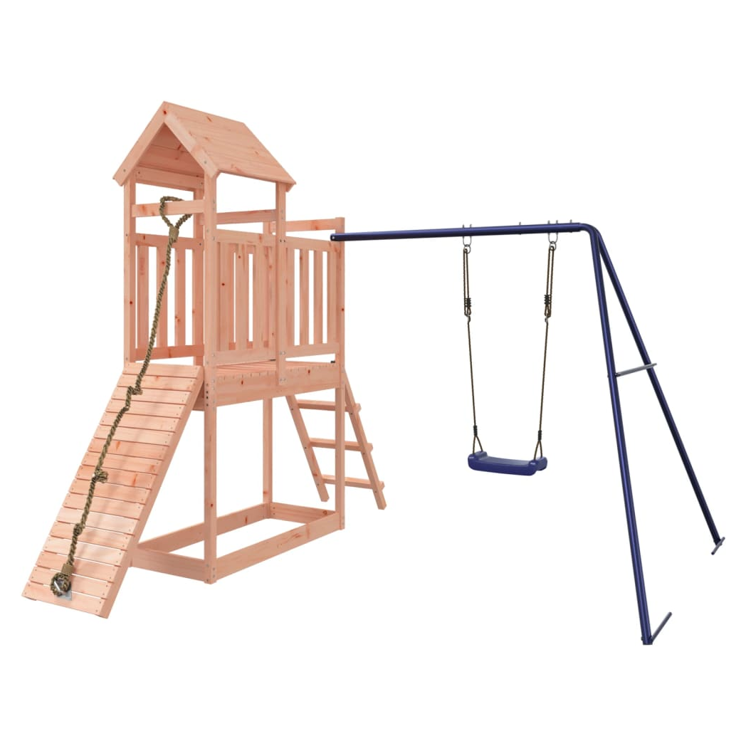 Playhouse with Swing Climbing Wall Solid Wood Douglas