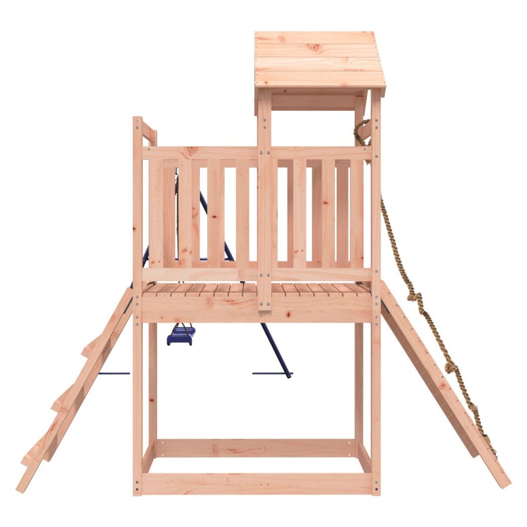 Playhouse with Swing Climbing Wall Solid Wood Douglas